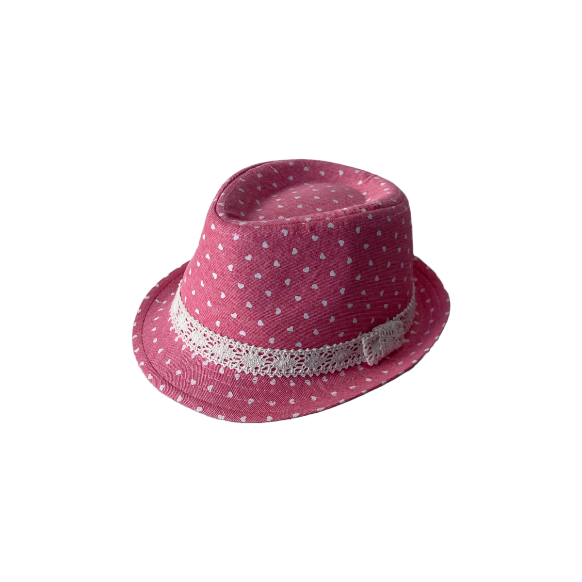 Pink and White Heart Fedora