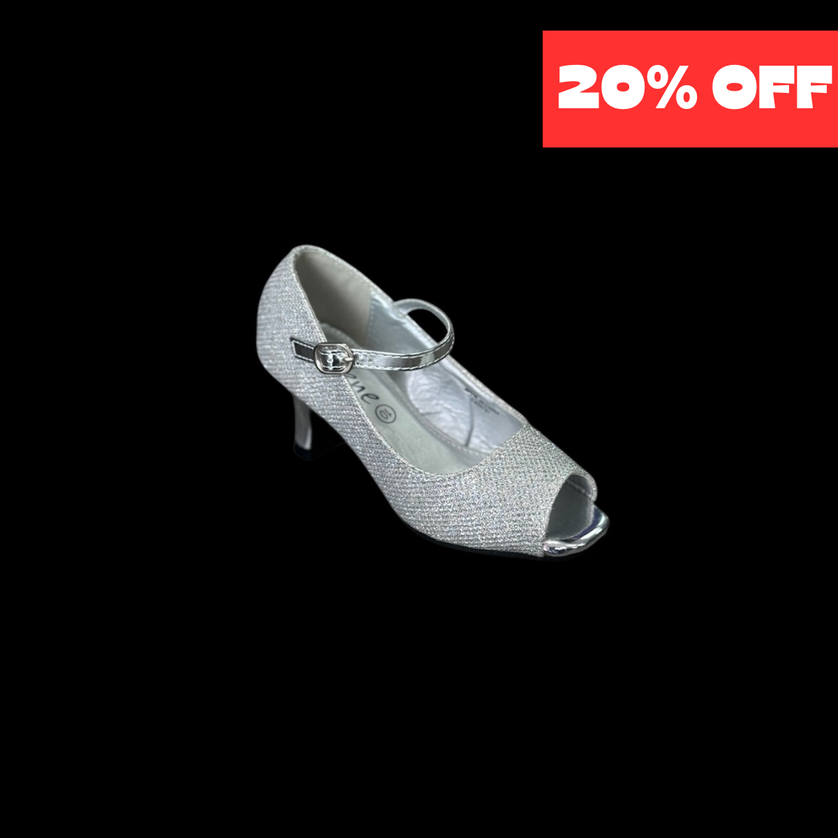 Jolene Silver Sparkle Glitter Dress Heel w/ Open Toe