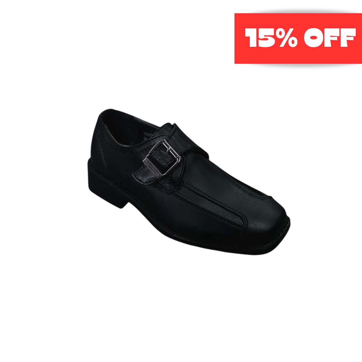 Mavezzano Black Dress Shoe with Buckle Accent
