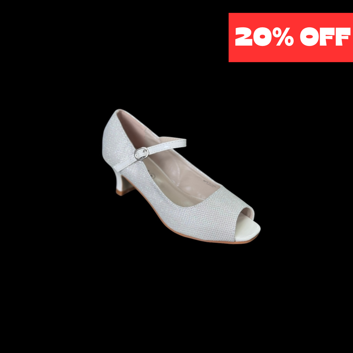 Jolene Diamond White Sparkle Glitter Dress Heel w/ Open Toe (Size 4)