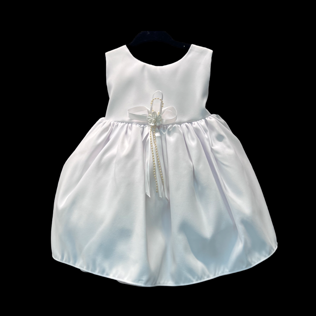 2PC Sleeveless White Dress w/ Embroidered Floral Shawl
