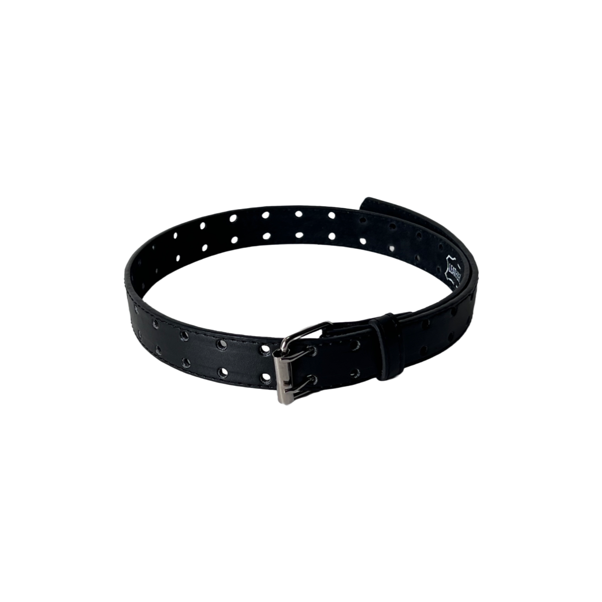 Double Hole Black Leather Belt