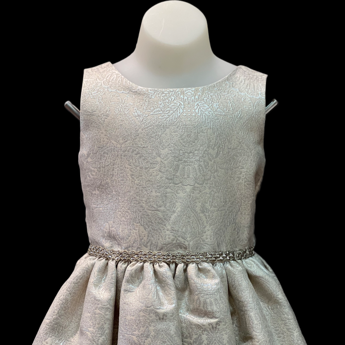 Sleeveless Champagne Embroidered Dress