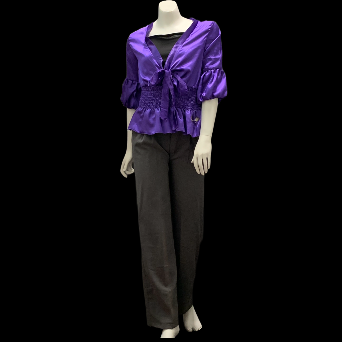 Purple Blouse and Grey Pant Set