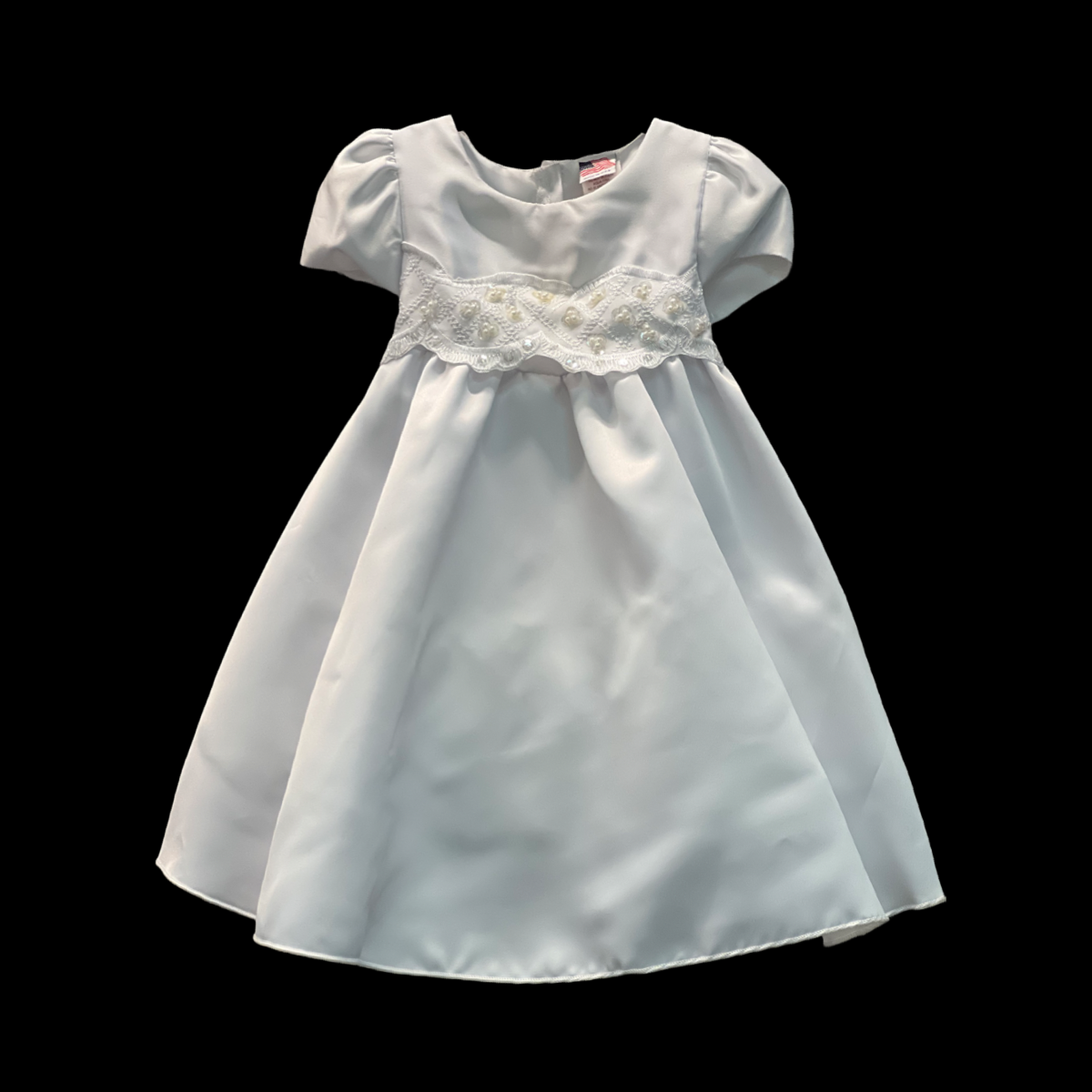 2PC Short Sleeve White Gown w/ Sequin and Beading Accents (12-18 months)