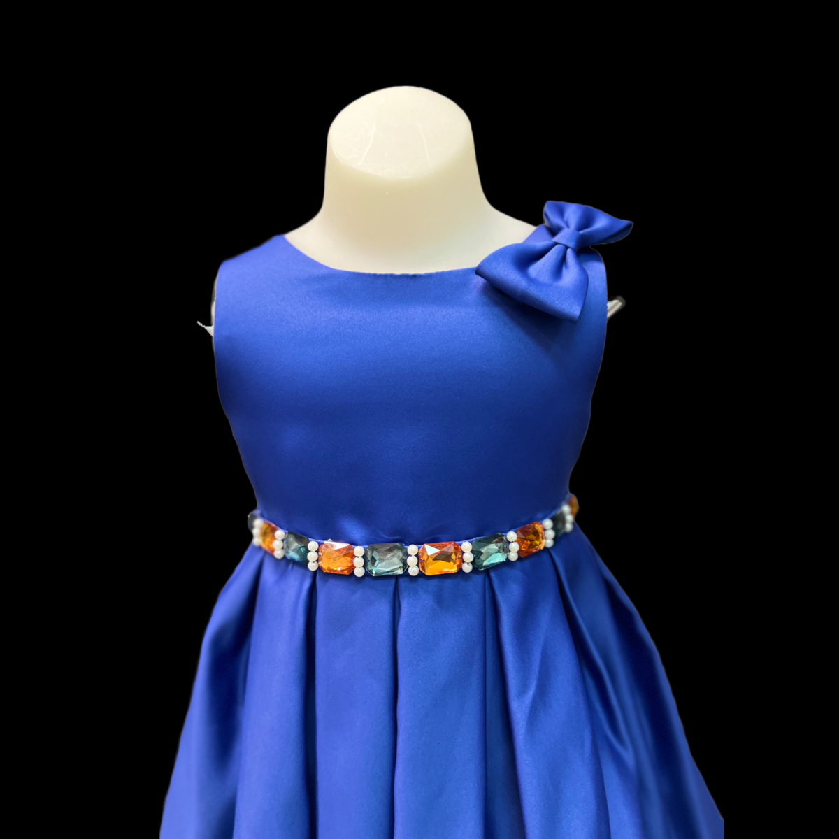 Royal blue Toddler Dress w/ Orange Accents
