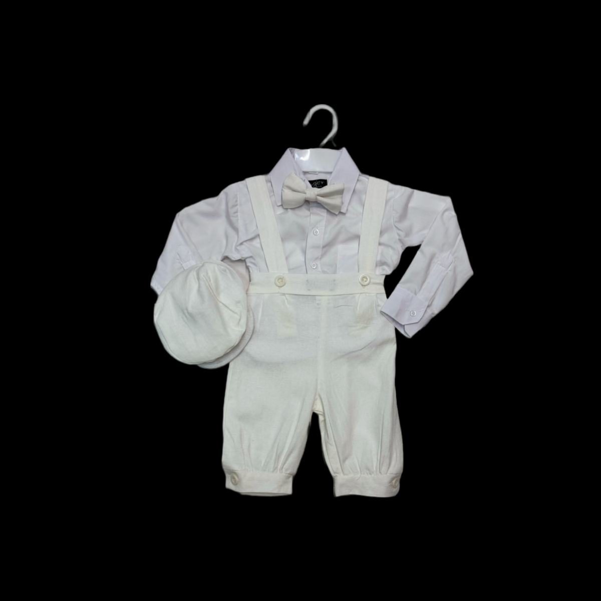 5-Piece Linen White & Ivory Suspender Set