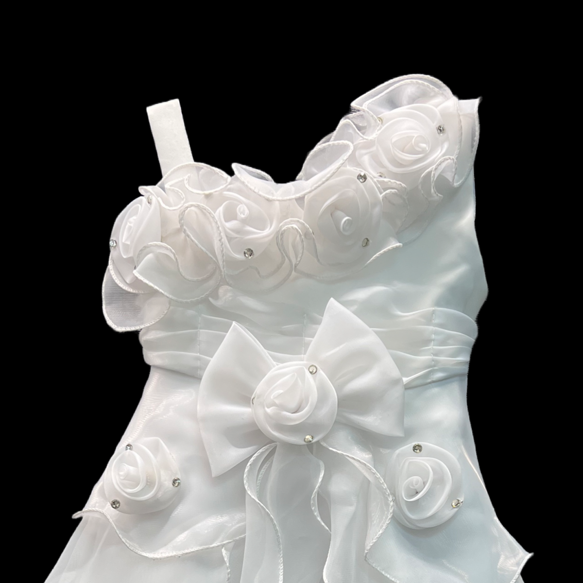 Sleeveless Baby White Dress w/ Rosette Accents