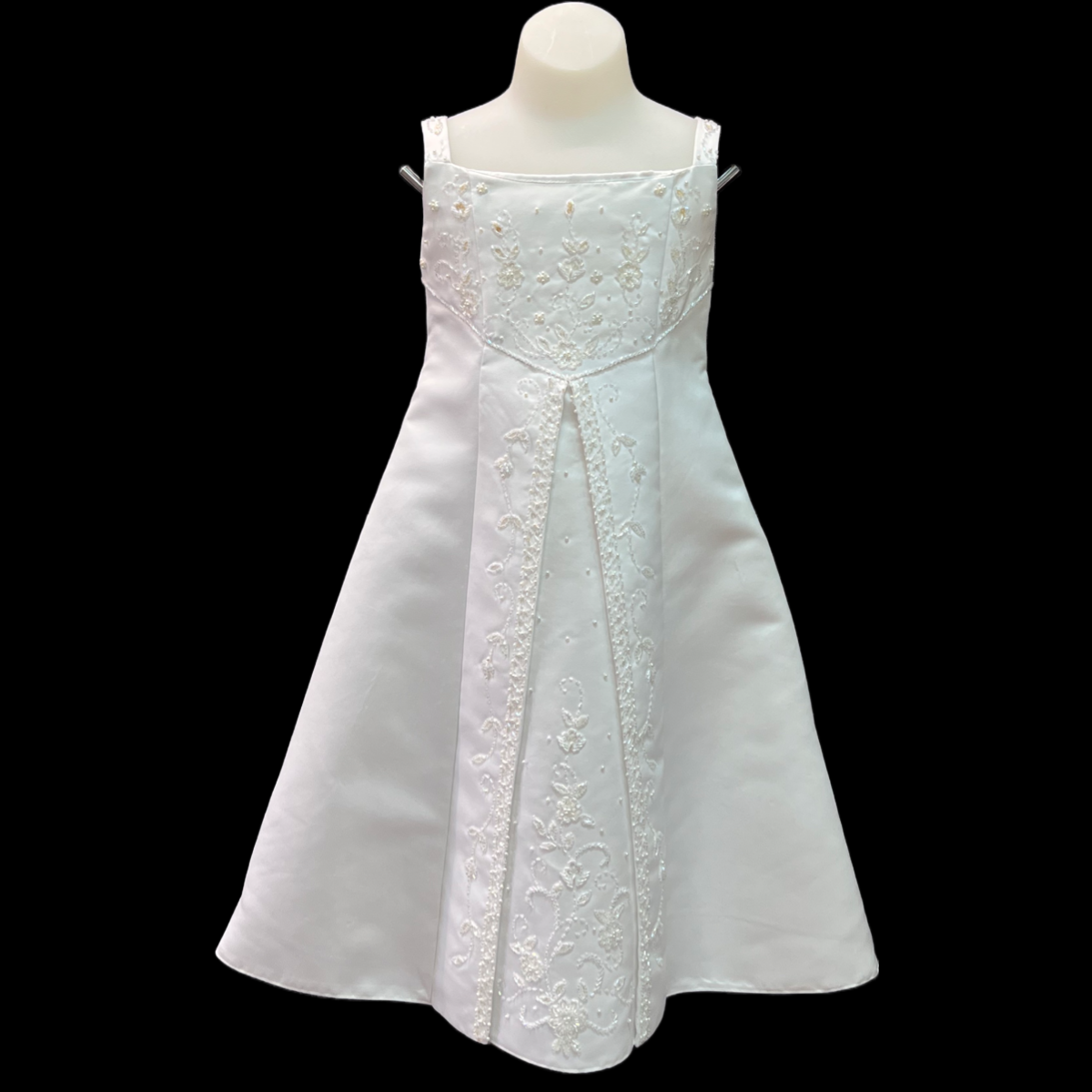 Sleeveless White Dress w/ Satin Shawl