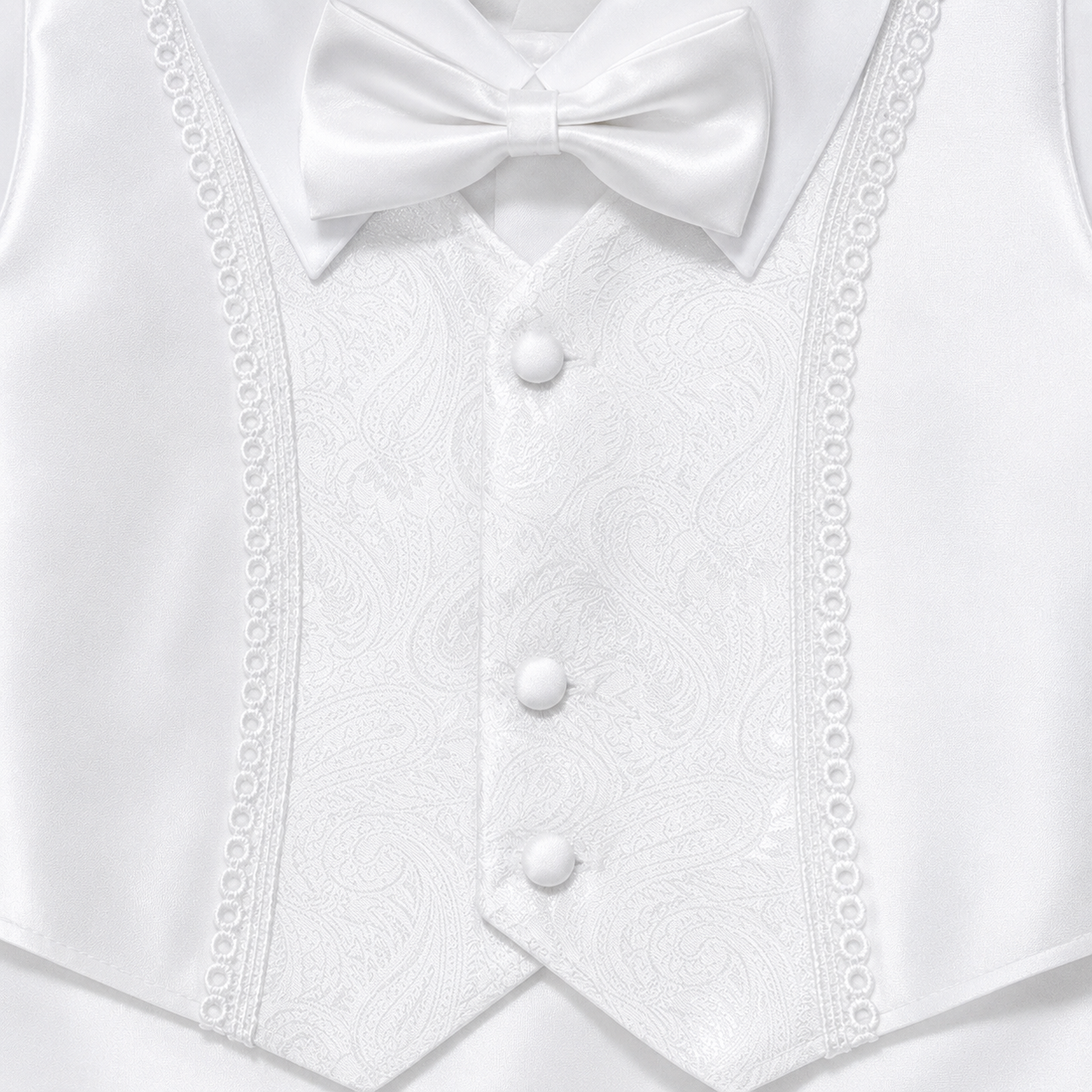 Mavezzano Semi-Paisley Embroidered 4-Piece Baptism Set with Matching Bonnet