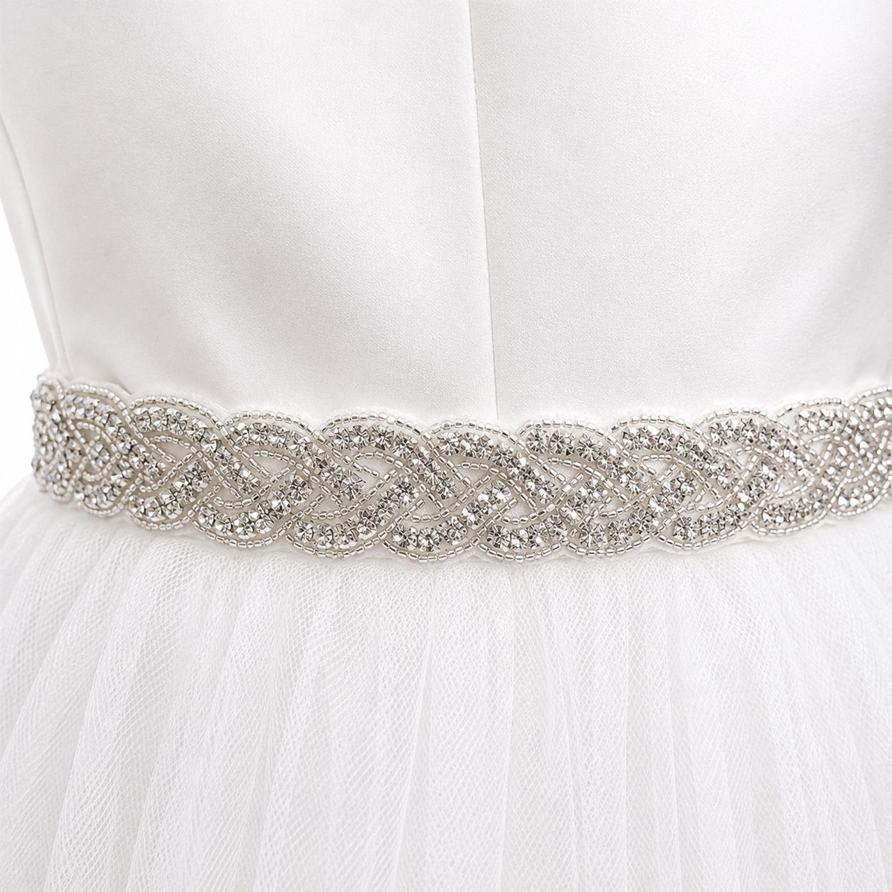 Rhinestone Belt with Organza Sash