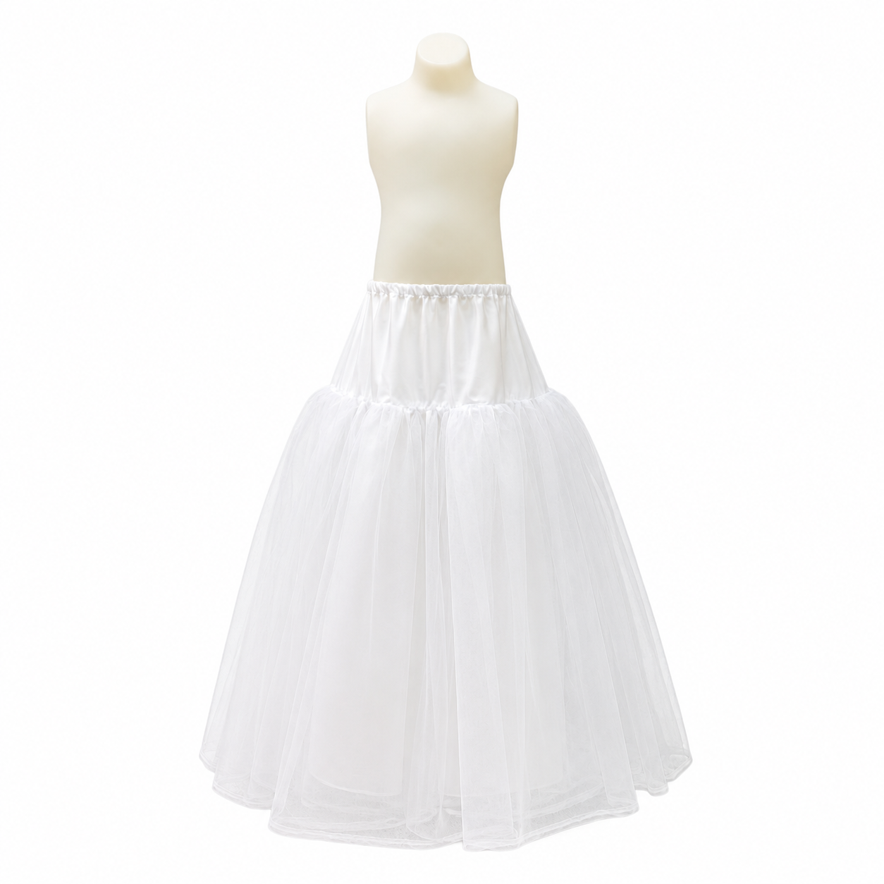 White Floor-Length Crinoline Petticoat Underskirt for Girls Formal Dresses