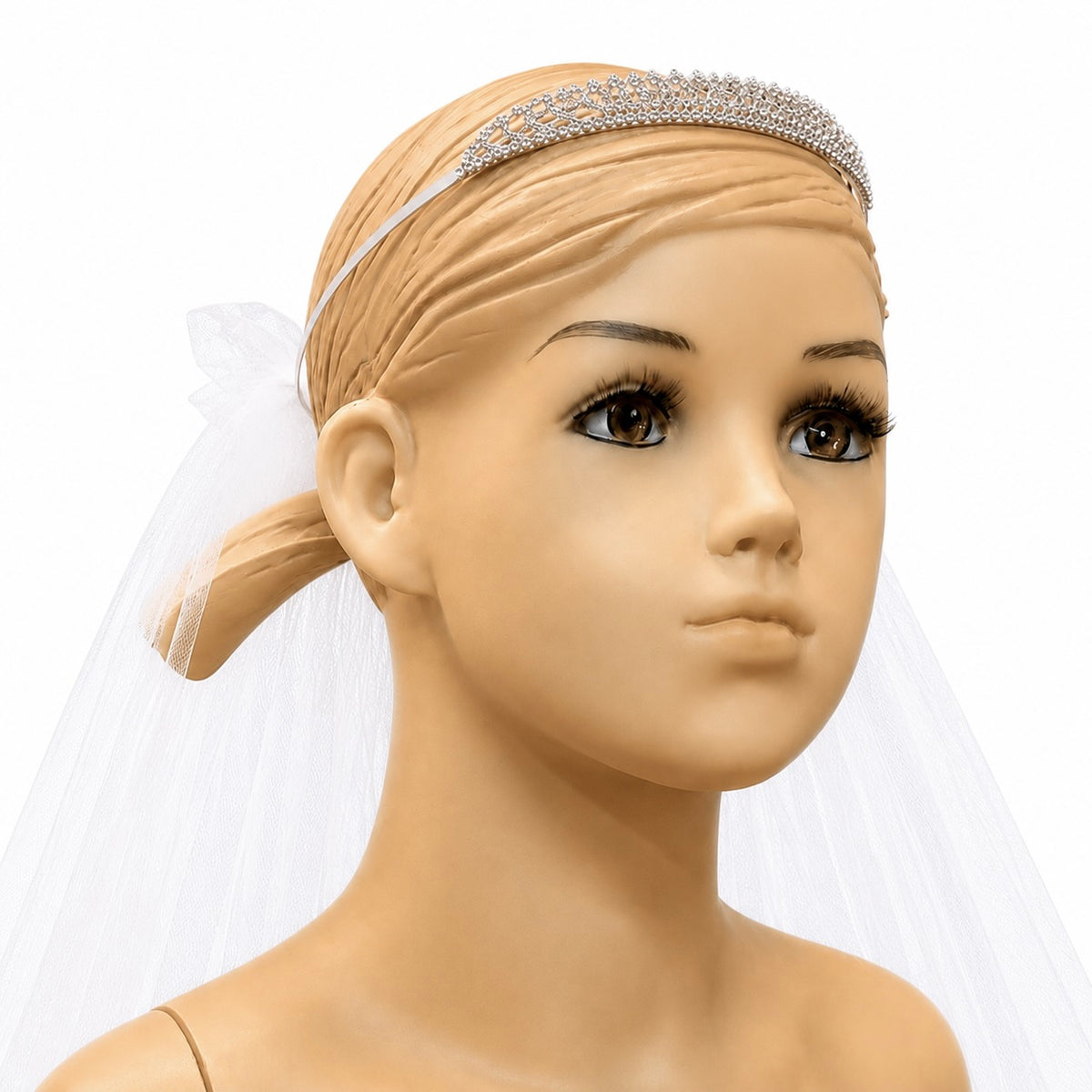 Crystal Tiara Headpiece with White Veil
