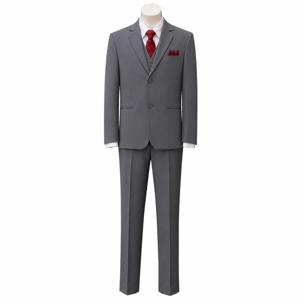 Kids Mode Modern Fit 5-Piece Medium Grey Suit