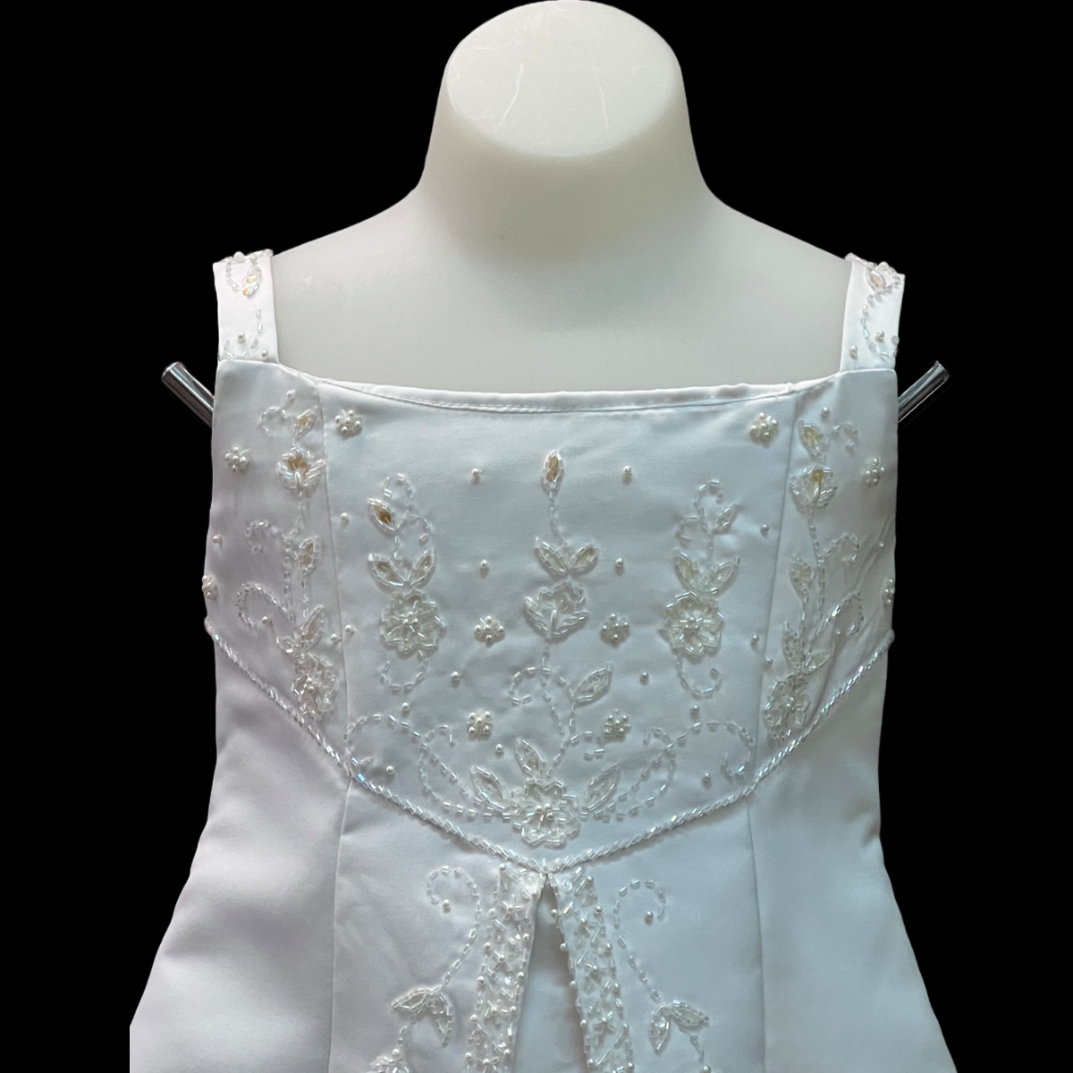 Sleeveless White Dress w/ Satin Shawl