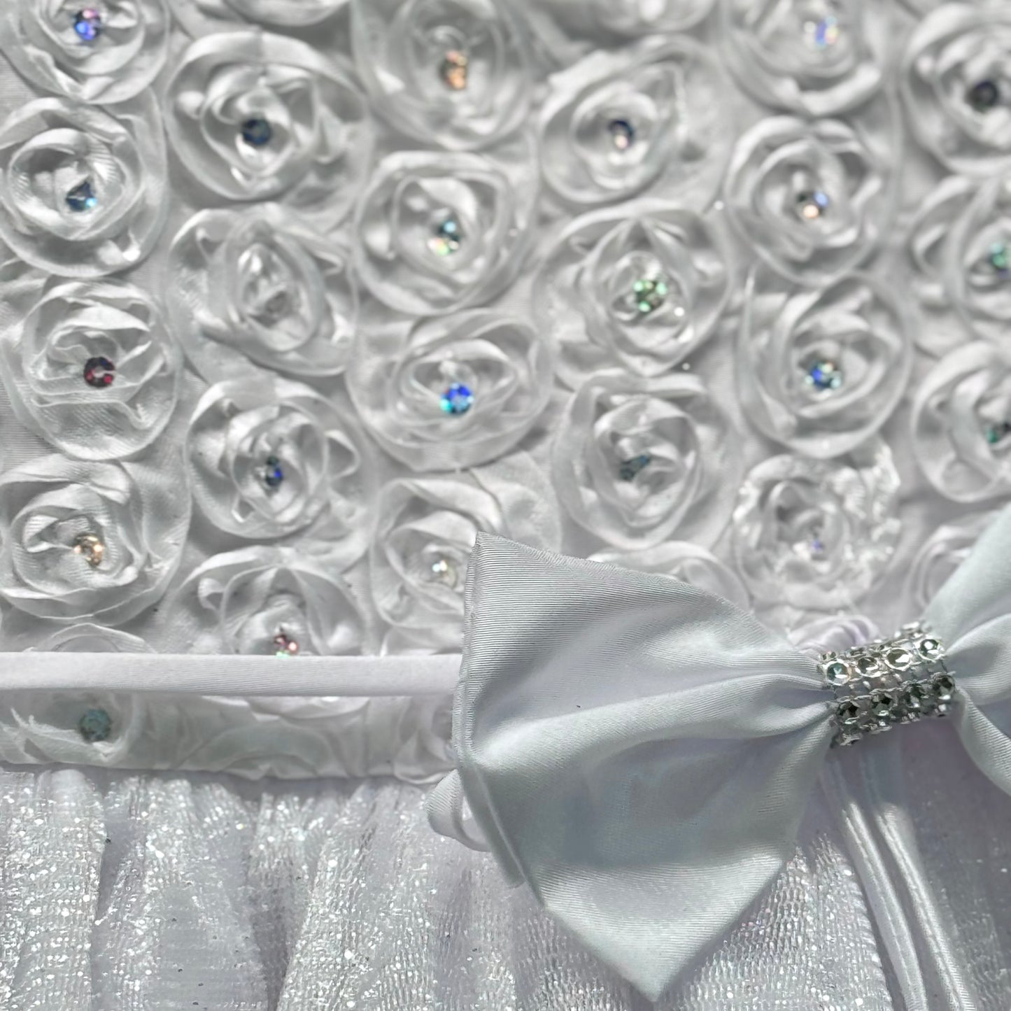 White Rosette Tulle Princess Baby Dress w/ Headband