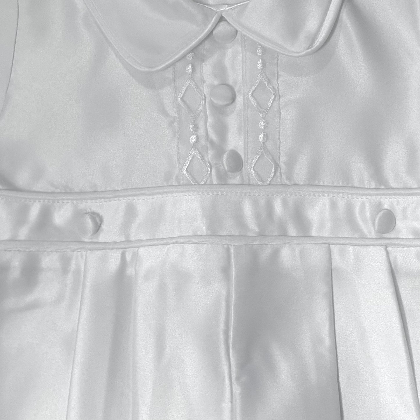 Classic One-Piece Christening Romper w/ Matching Hat