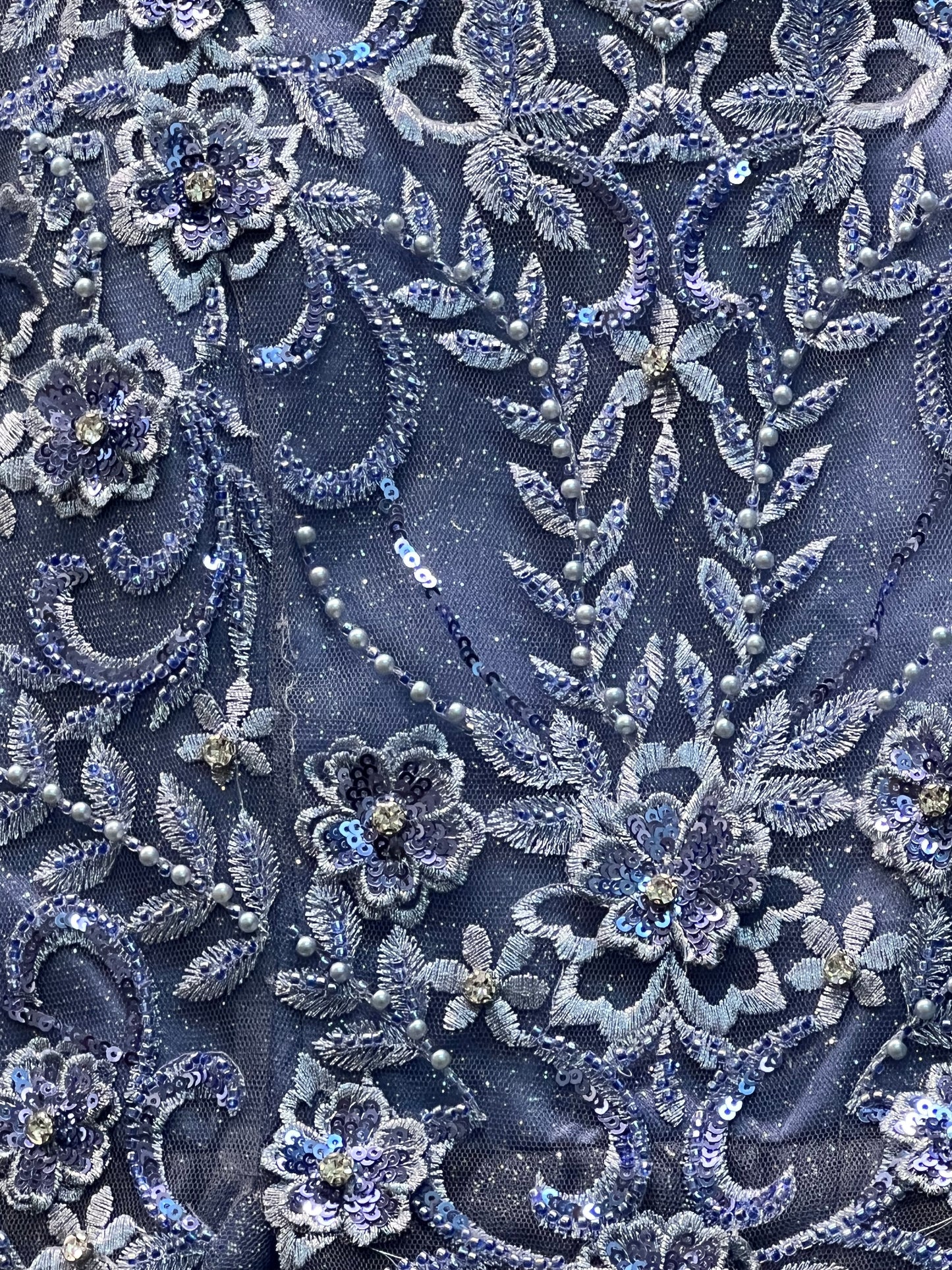 Smoky Blue Sparkle Short Dress w/ Shawl