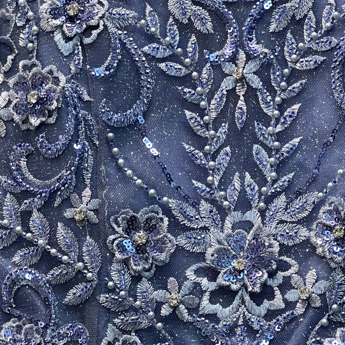 Dusty Blue Lace Appliqué Knee-Length Dress with Lace-Up Back & Matching Shawl