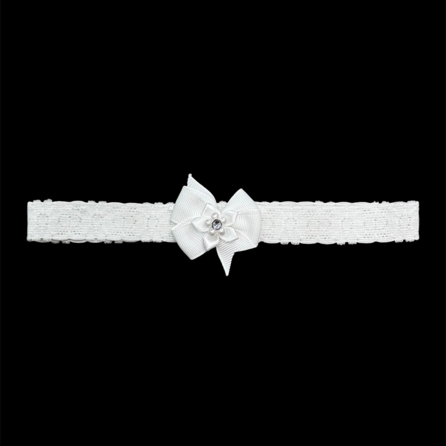 White Baby Headband w/ Flower