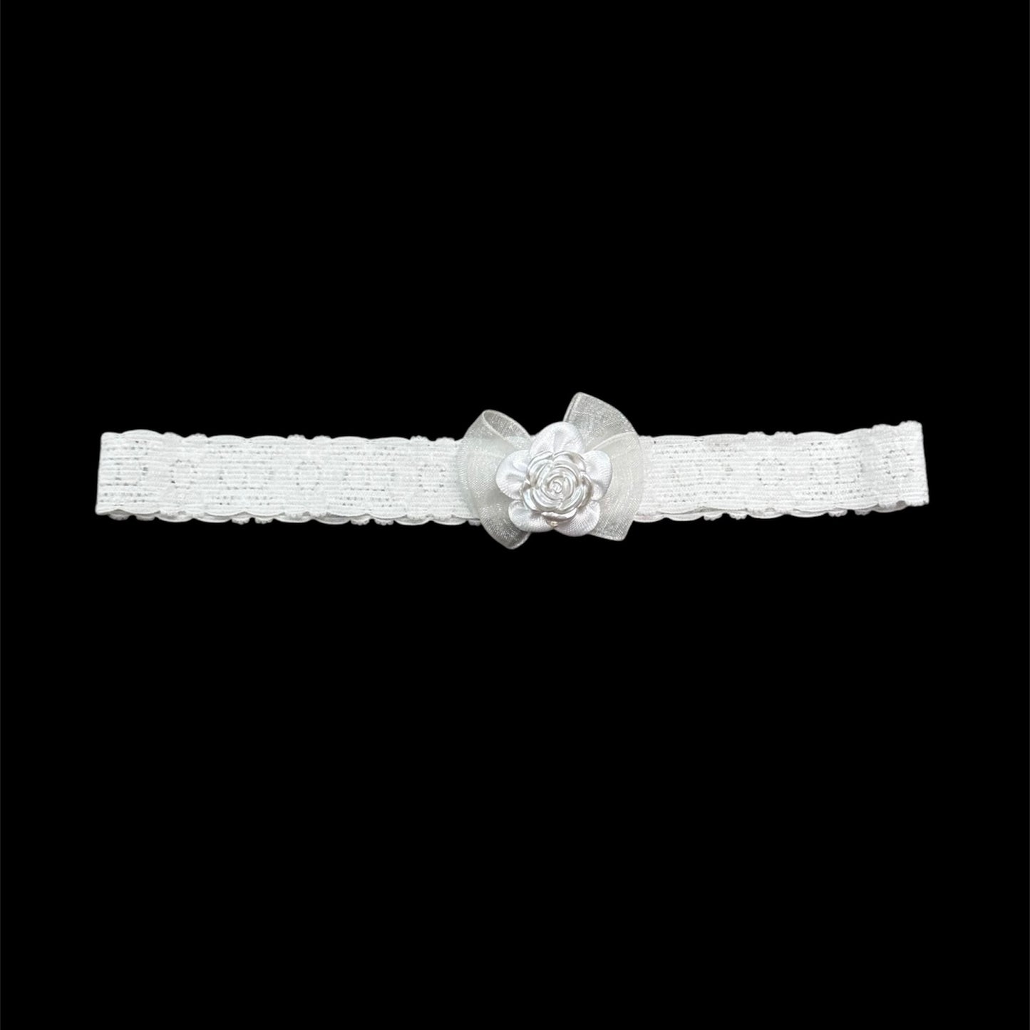 White Baby Headband w/ Flower