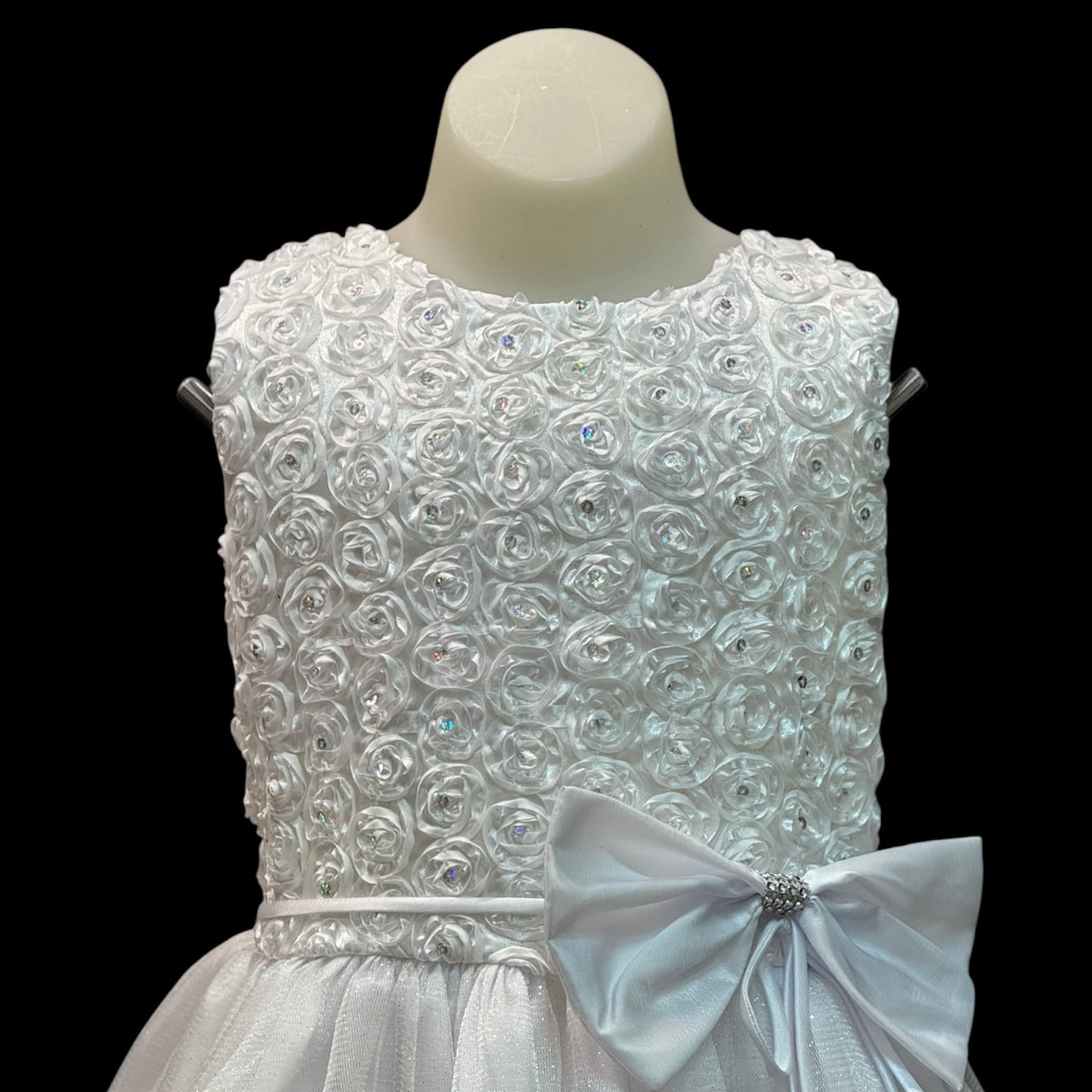 White Floral Ribbon Swirl Dress