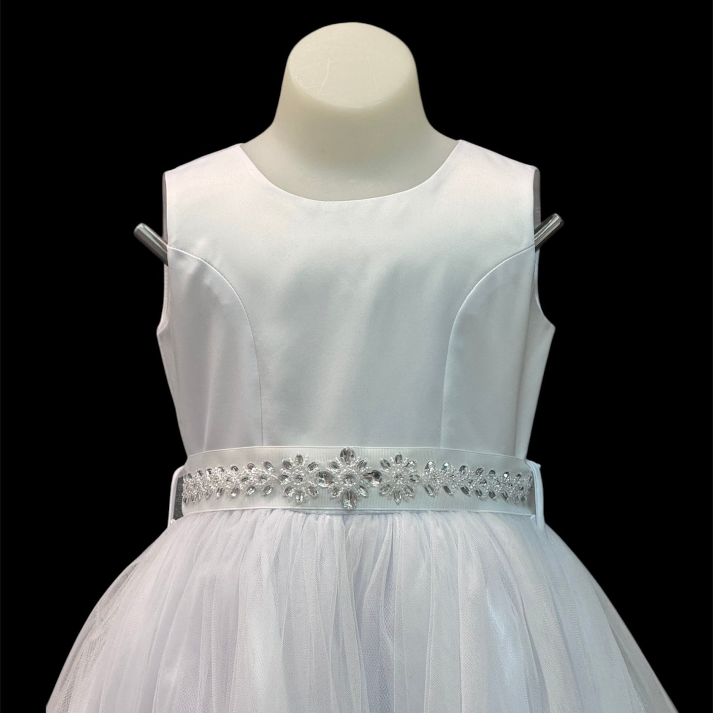 Sleeveless Dress w/ Rhinestone and Beaded Sash
