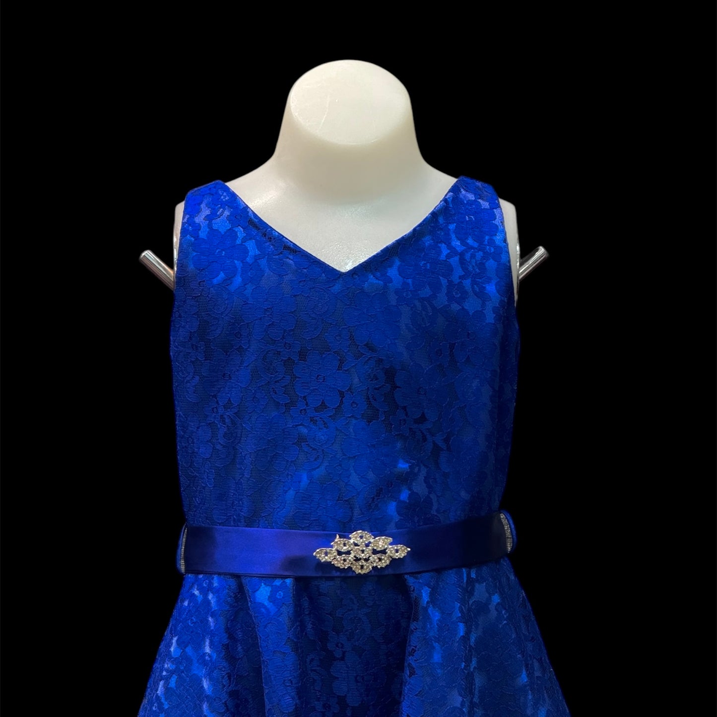 Lace Royal Blue Dress w/ V-Cut Neckline (Size 16)