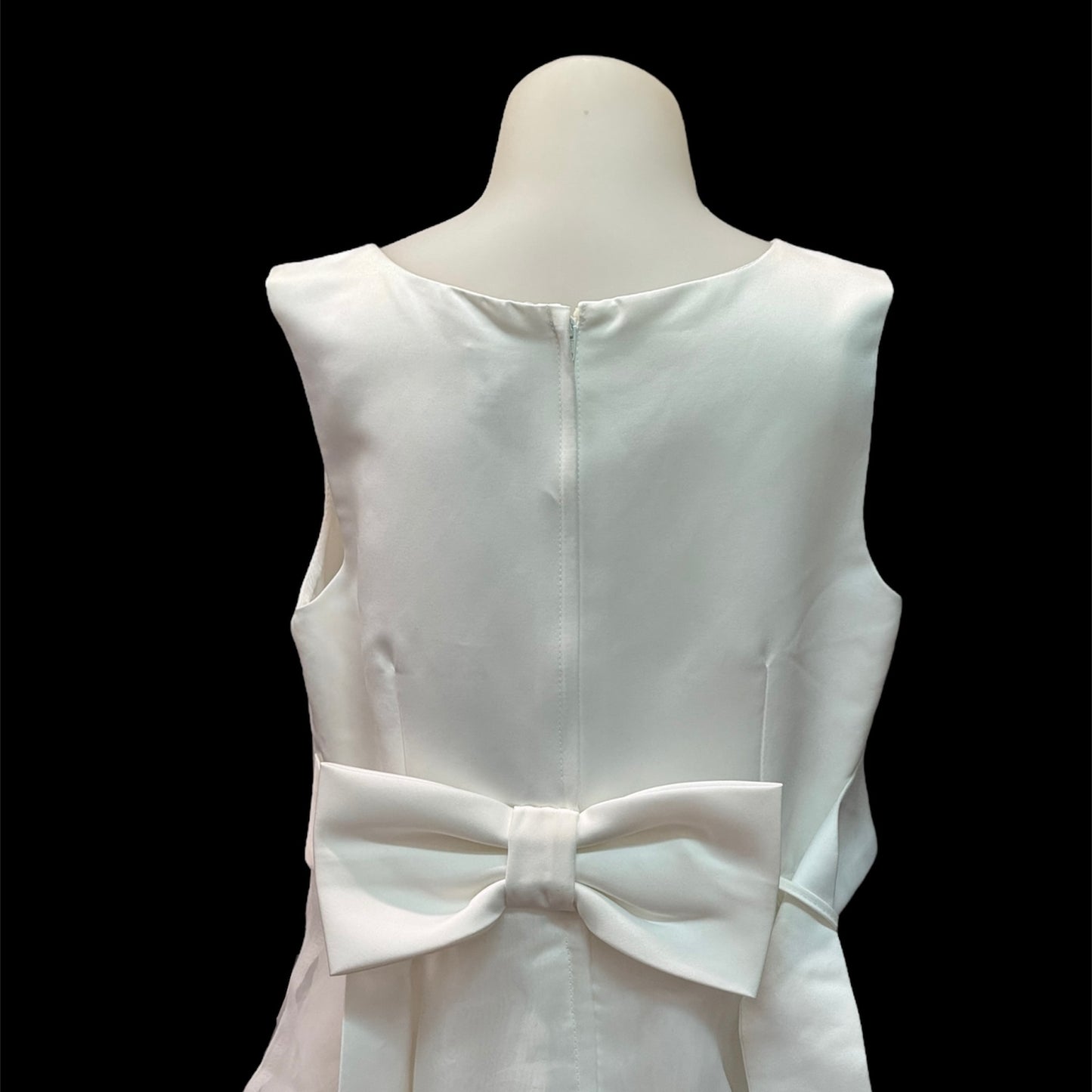 Off White Satin Dress w/ Beaded Sash