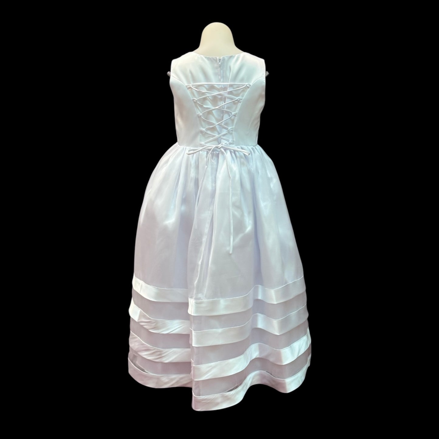 Sleeveless White Dress w/ Bow and Rhinestone Accent