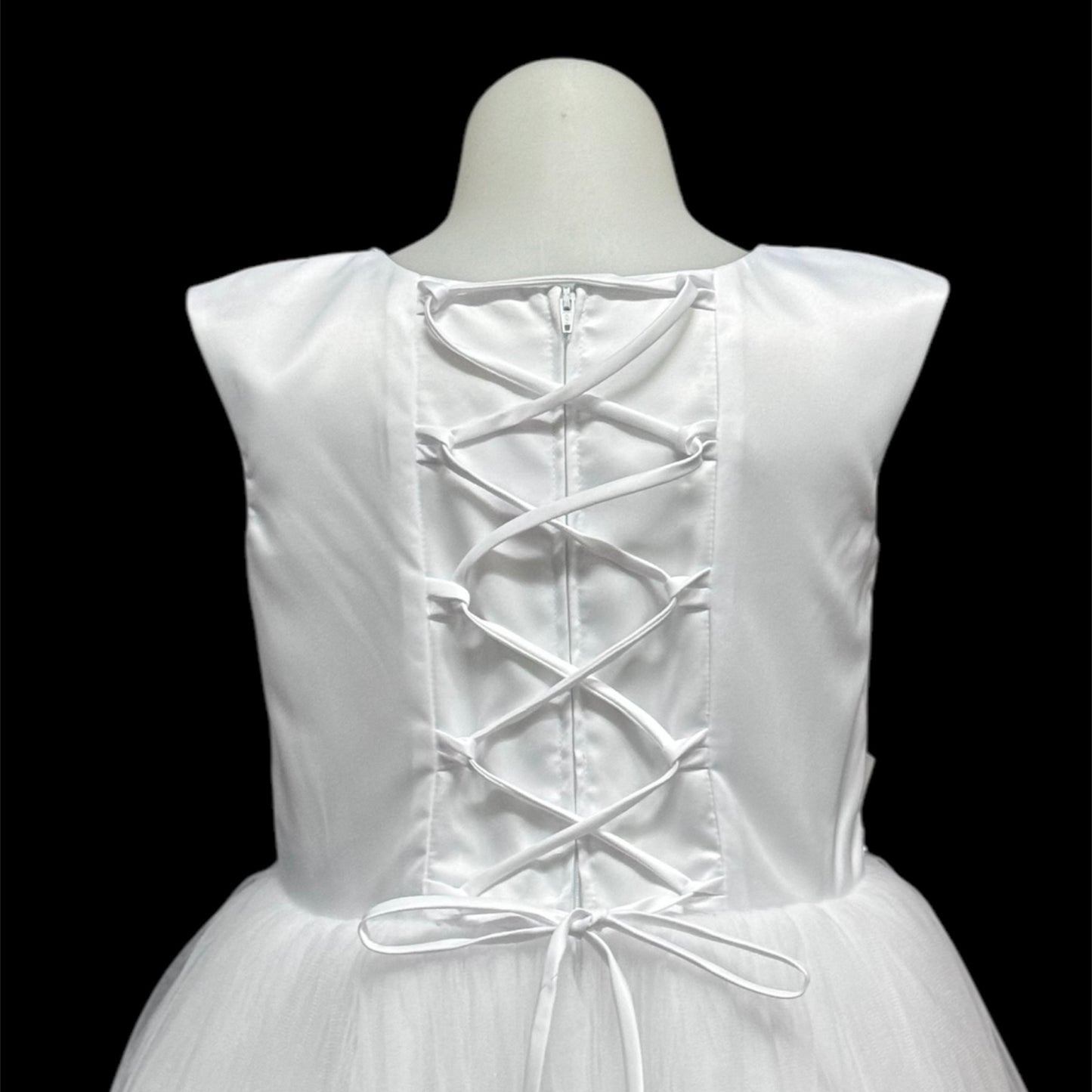 Cap Sleeve Floor-Length Dress w/ Pearl Neckline & Embroidered Waist