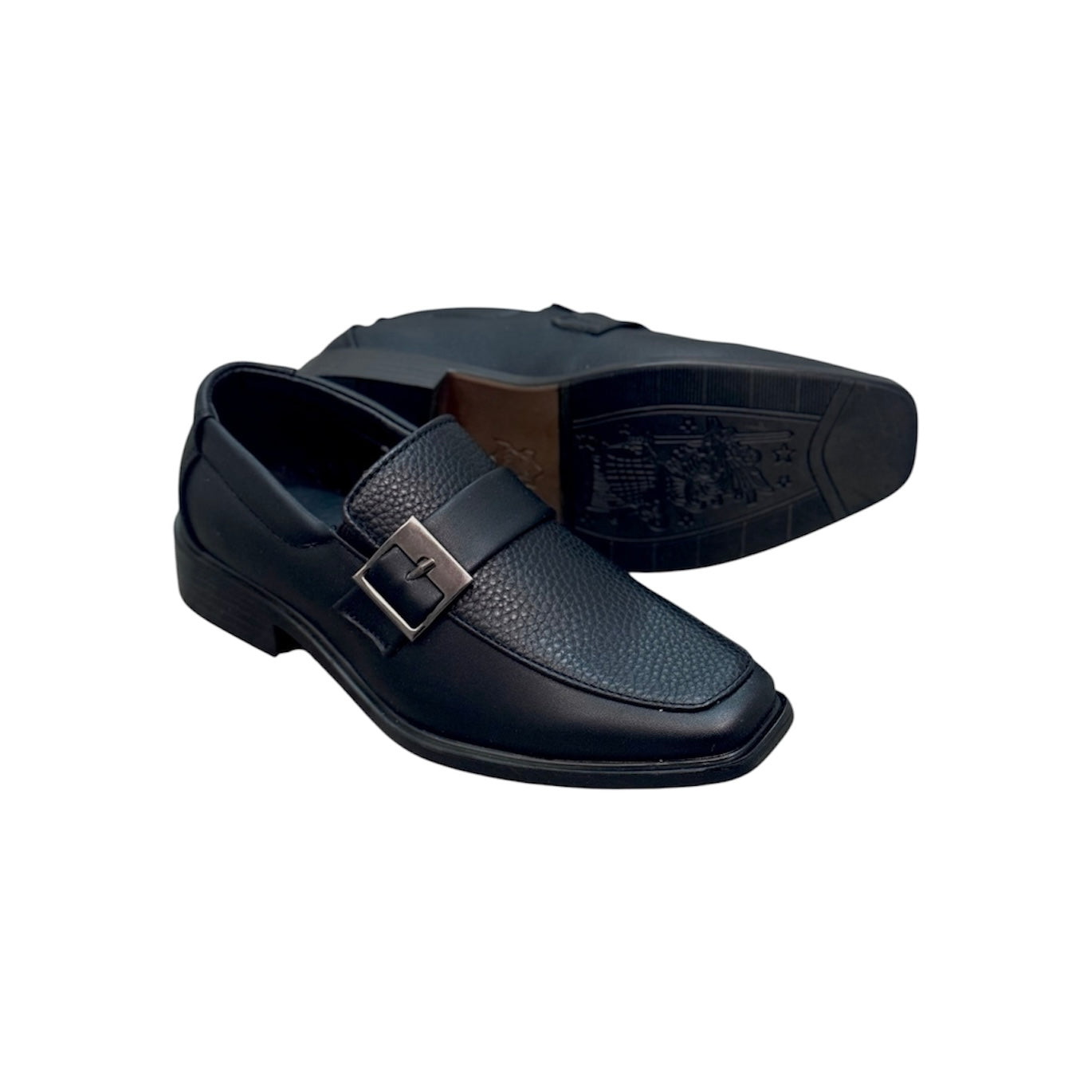 Mavezzano Black Oxford Dress Shoe with Buckle Accent