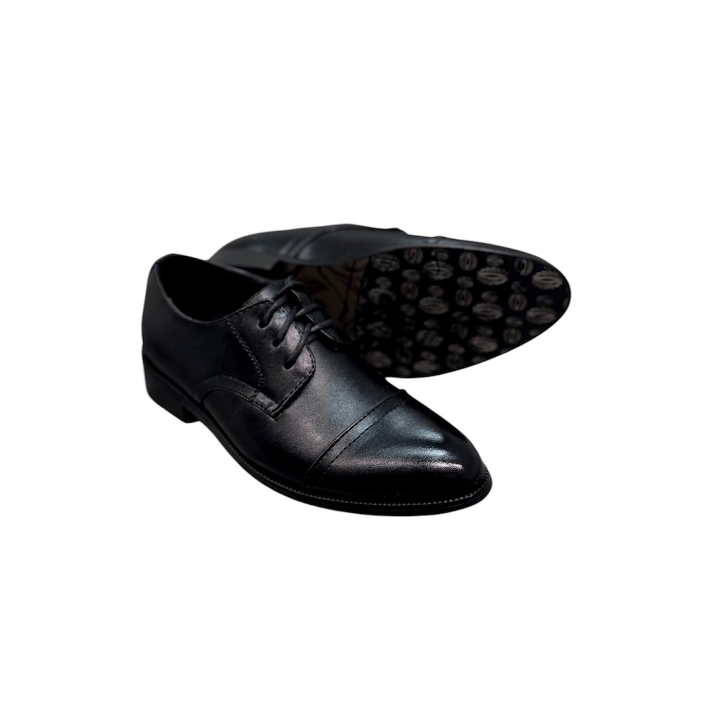 Fancy Kids Cap Toe Oxford Black Dress Shoe