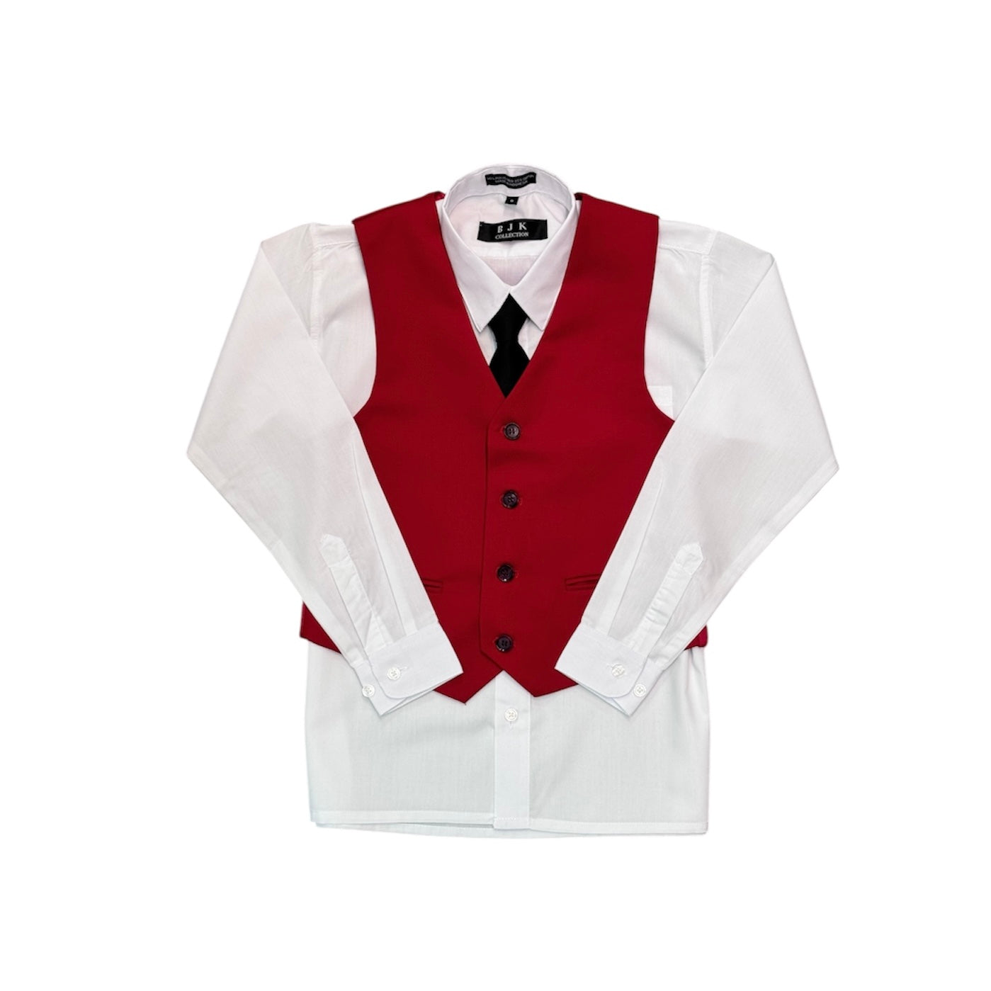 7-Piece Slim-Fit Red Suit w/ Black Dress Pants