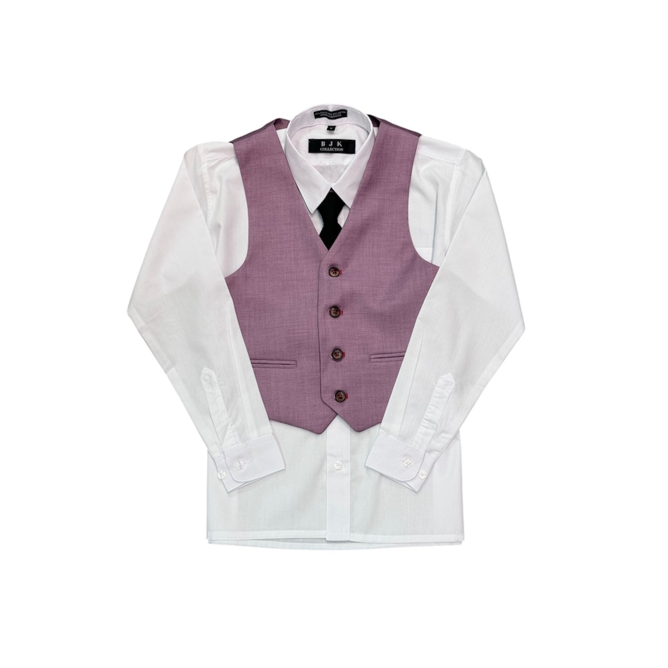 8-Piece Slim-Fit Mauve Suit w/ Black Removable Lapels