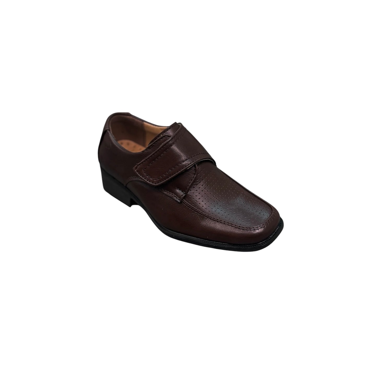 Debonair Velcro Box Toe Brown Dress Shoe