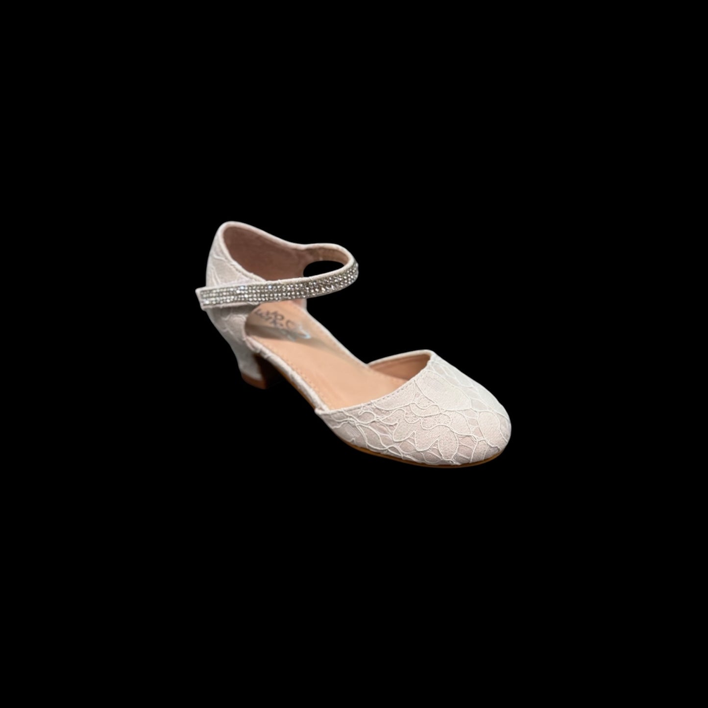 Jolene Lace embroidered Diamond Kitty Champagne Heel
