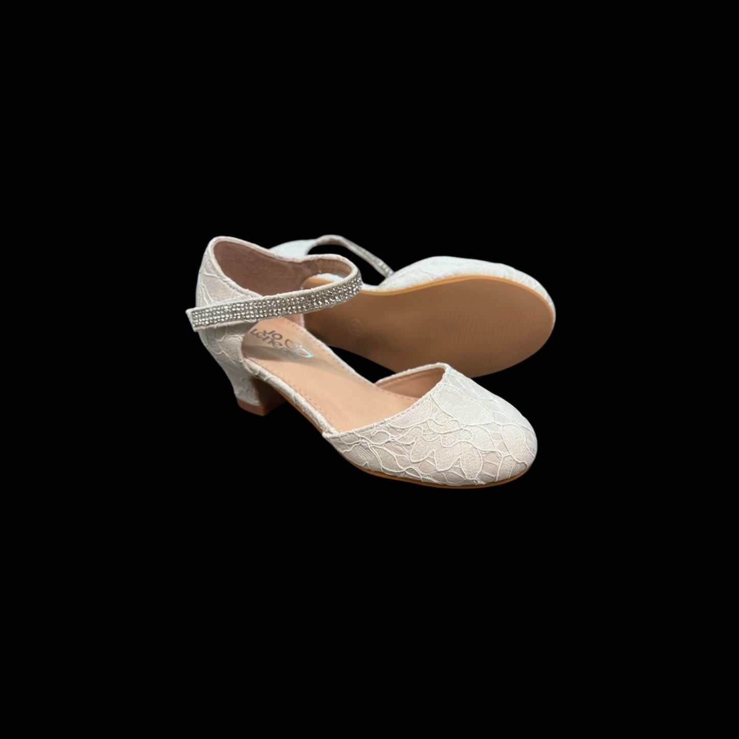 Jolene Lace embroidered Diamond Kitty Champagne Heel