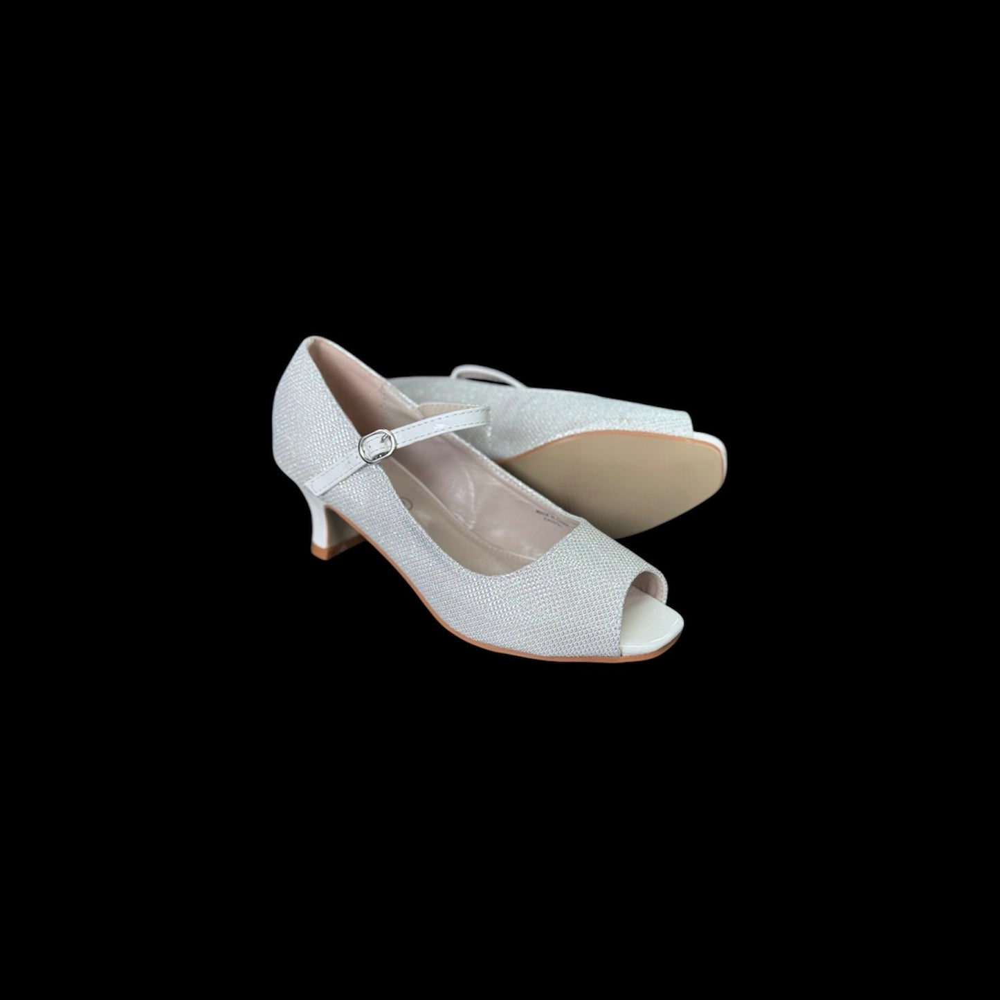 Jolene Diamond White Sparkle Glitter Dress Heel w/ Open Toe (Size 4)