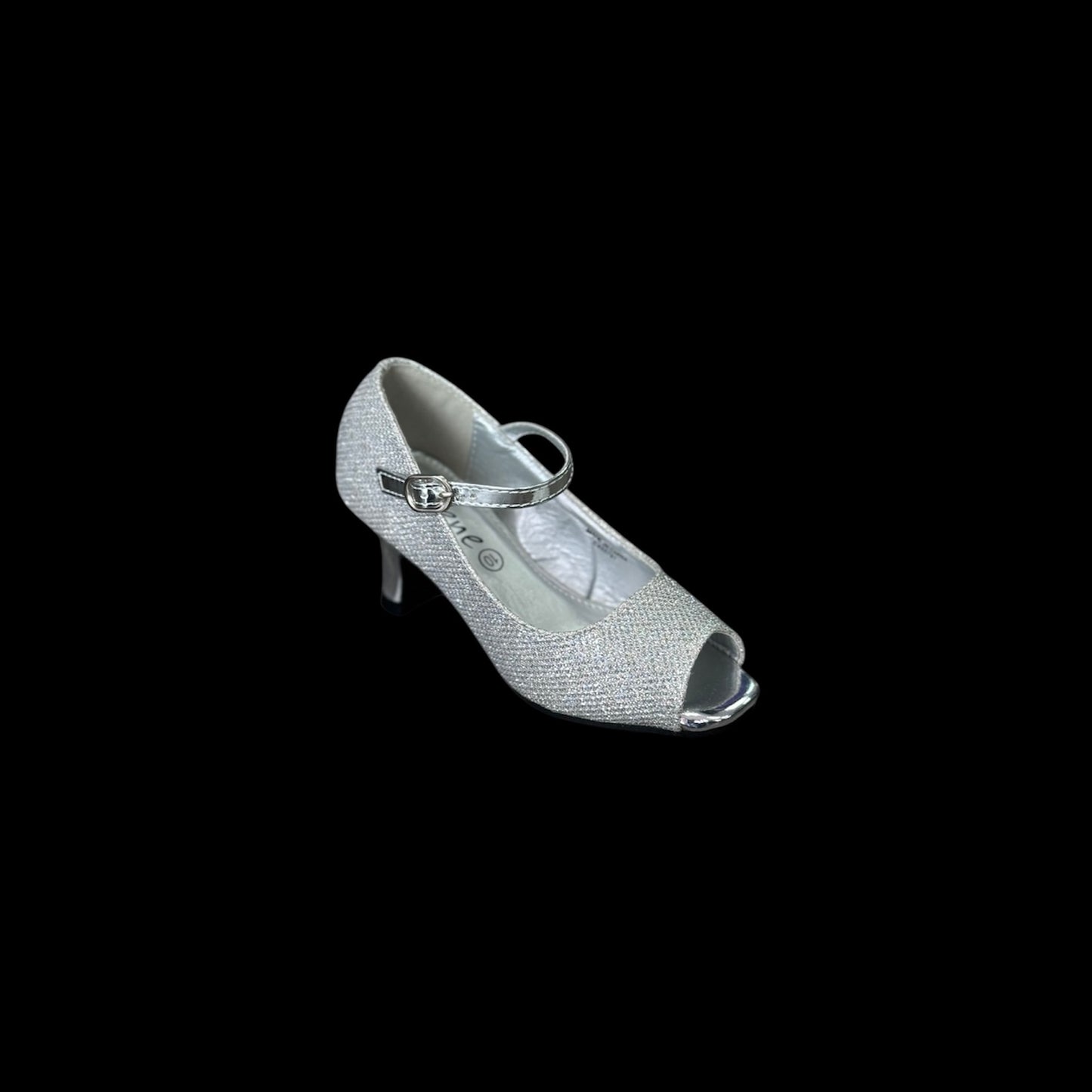 Jolene Silver Sparkle Glitter Dress Heel w/ Open Toe