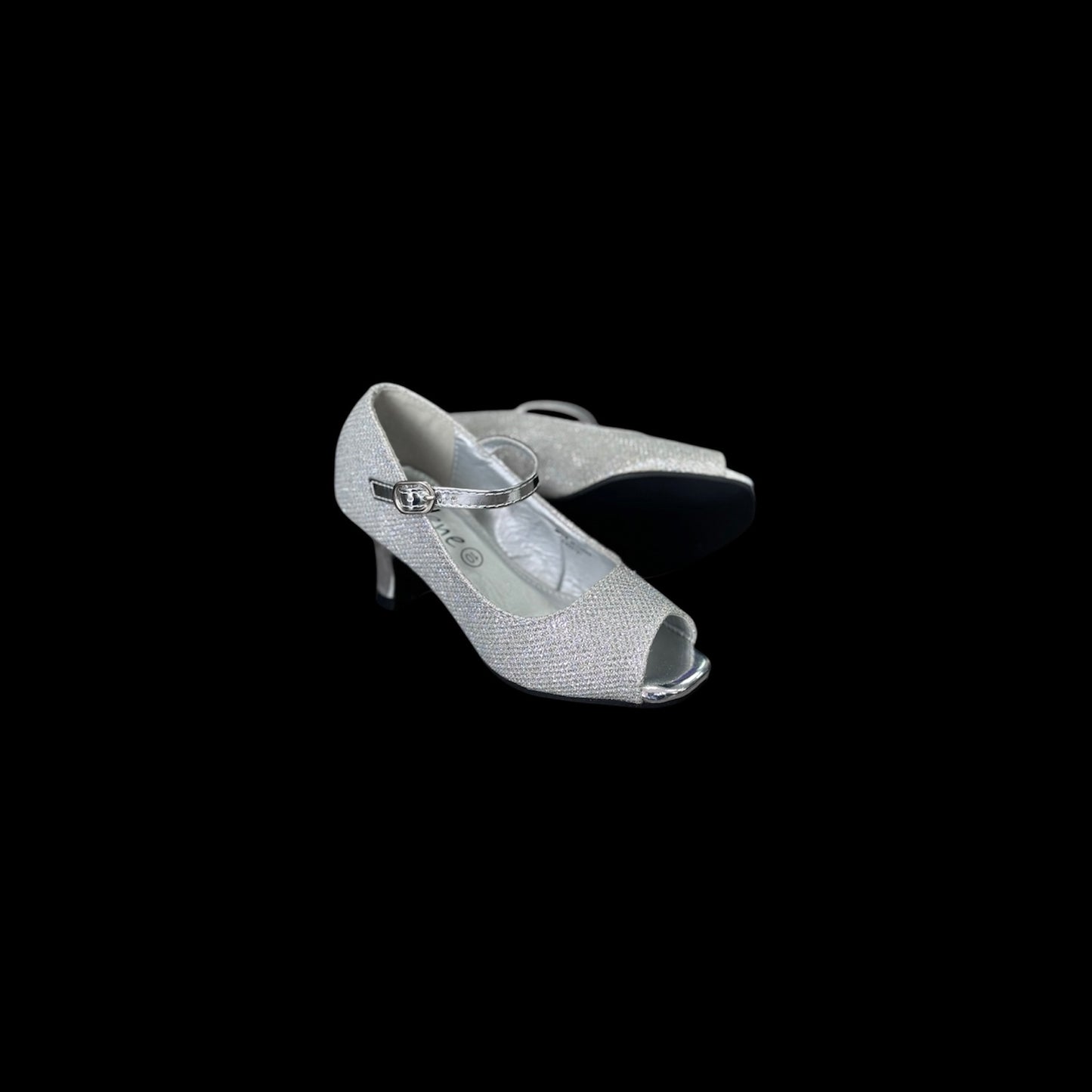 Jolene Silver Sparkle Glitter Dress Heel w/ Open Toe