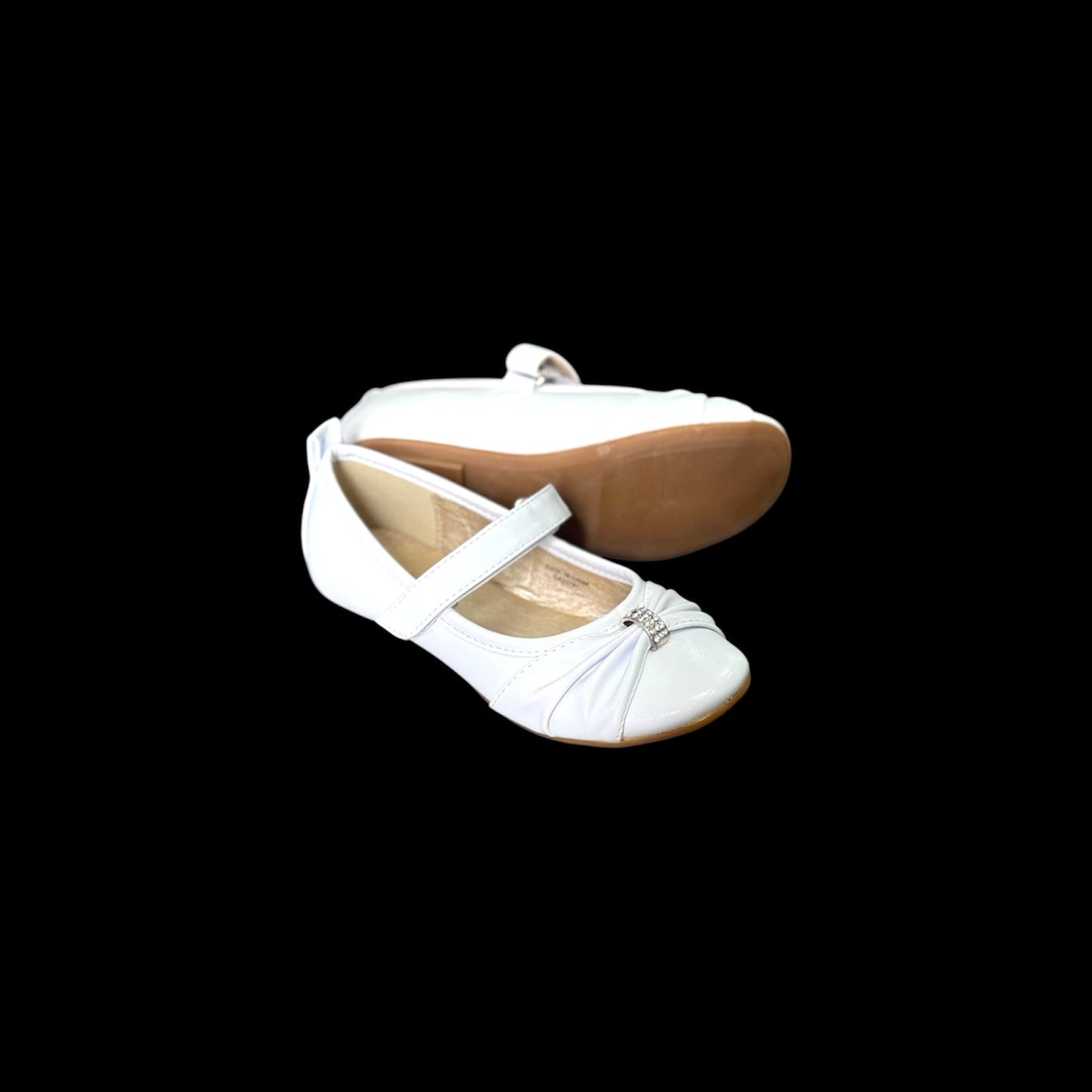 Jolene White Ballet Flat w/ Rhinestone Accent (Size 12)