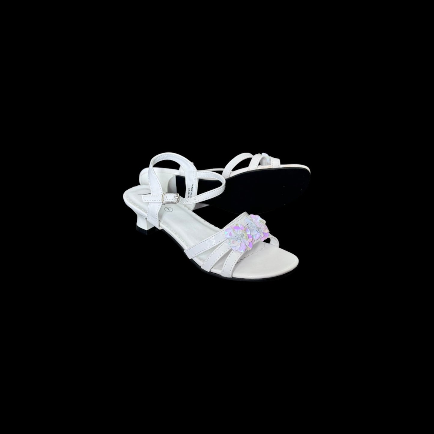 Open Toe White Sandal w/ Multi Colour Flowers