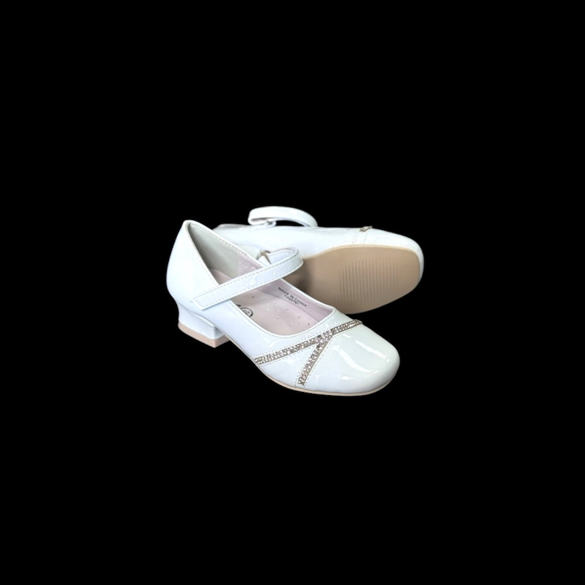 Jolene White Kitty Heel w/ Rhinestones