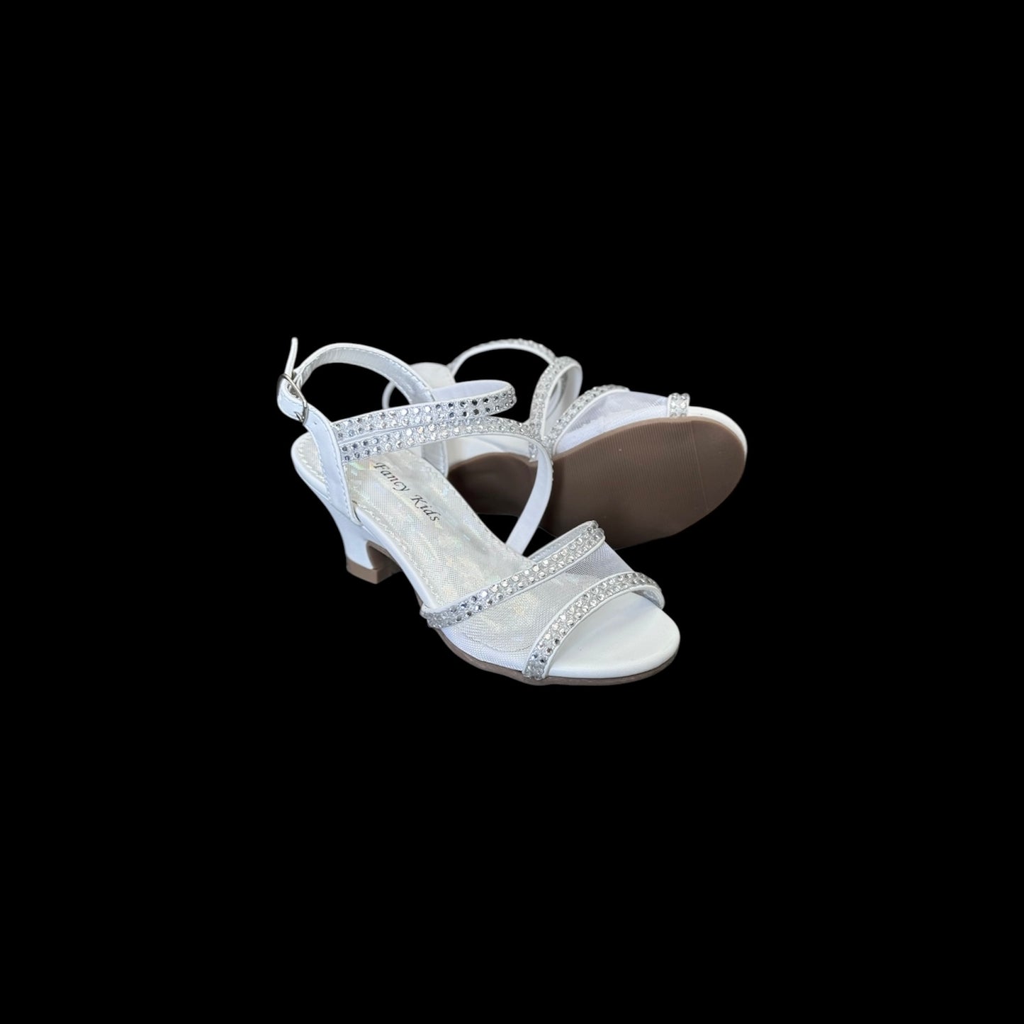 Fancy Kids Open-Toe Kitten Heel w/ Sparkling Rhinestones