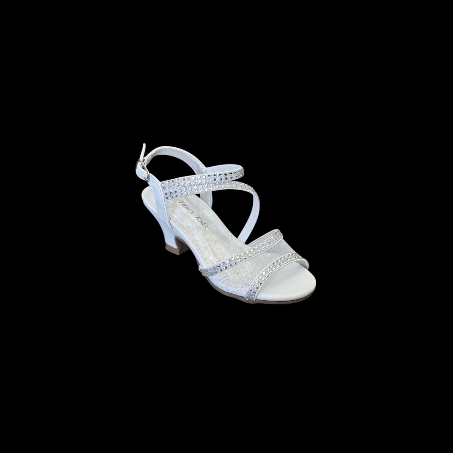 Fancy Kids Open-Toe Kitten Heel w/ Sparkling Rhinestones