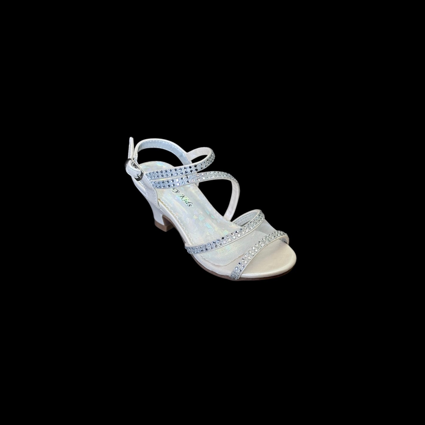 Fancy Kids Open-Toe Kitten Heel w/ Sparkling Rhinestones