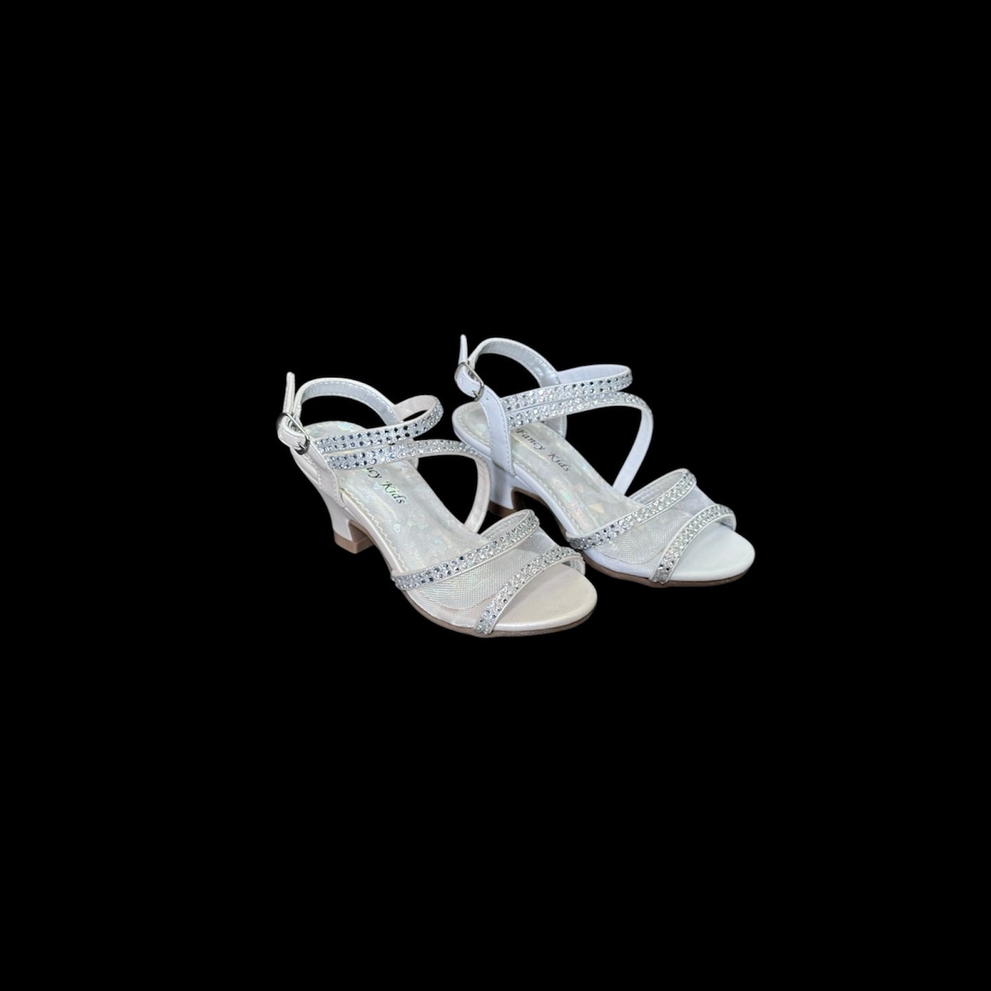 Fancy Kids Open-Toe Kitten Heel w/ Sparkling Rhinestones