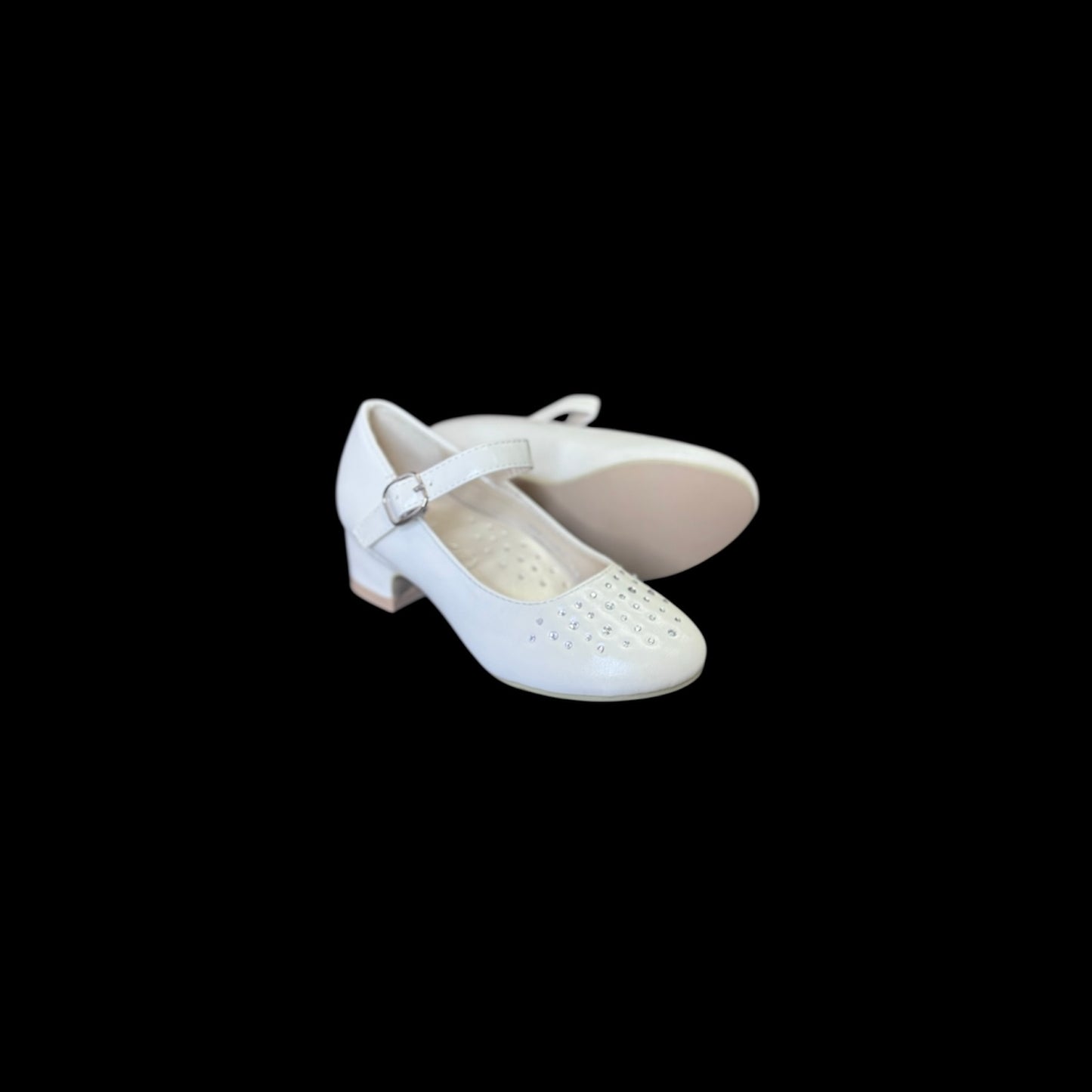 Jolene White Block Heel w/ Rhinestones