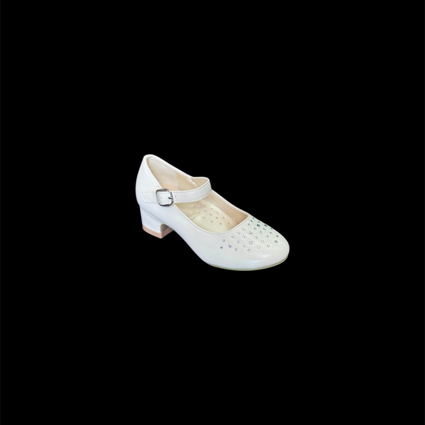 Jolene Ivory Block Heel w/ Rhinestones